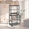 Brown Multi-functional Wine Bar Rack with 4 Tier Storage Shelves and Power Outlets